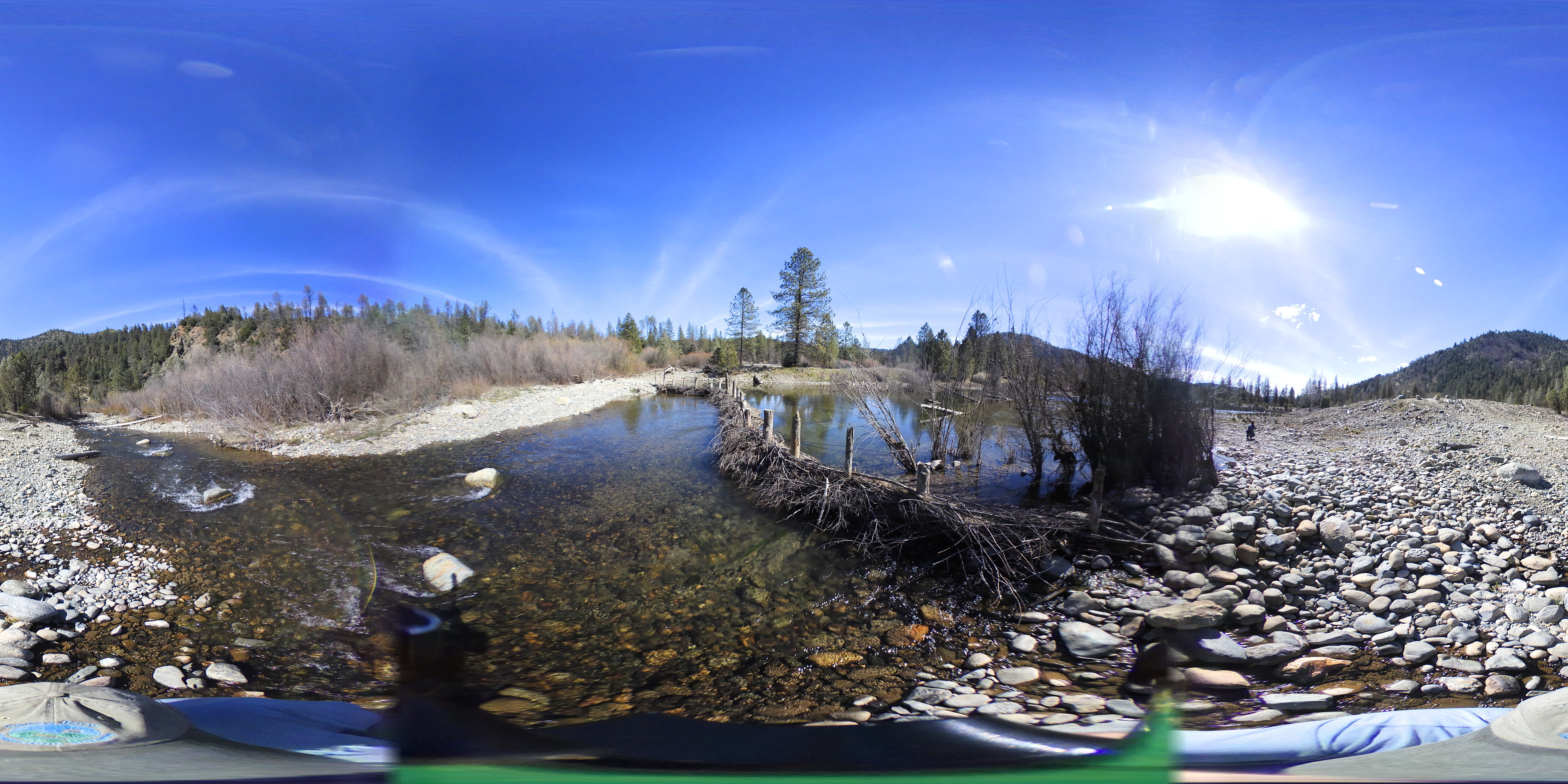 Bucktail channel rehabilitation site, at the artificial beaver dam (or 'beaver dam analog') that backs up a wetland along a side channel. Constructed summer of 2016, photographed March 2018.