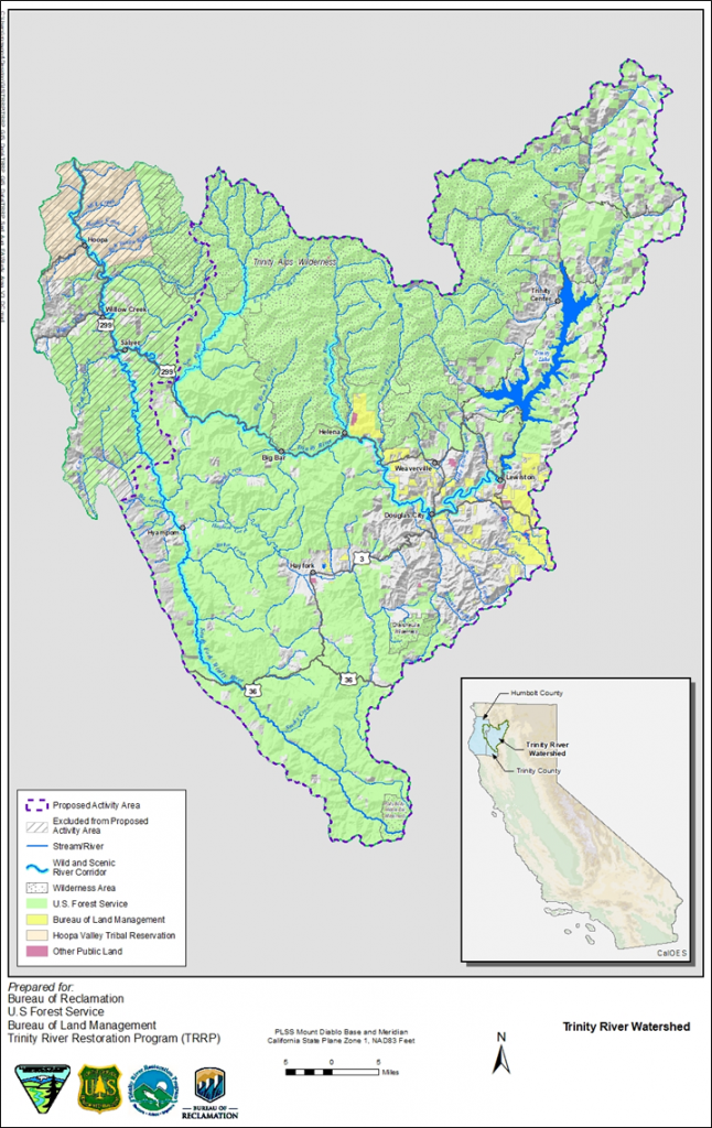 Map of the Trinity River Watershed where restoration Activities may Occur.